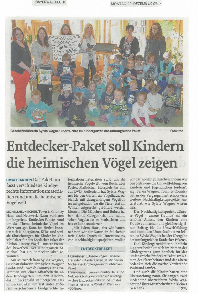 Entdecker-Paket an Kindergarten Michelsneukirchen übergeben