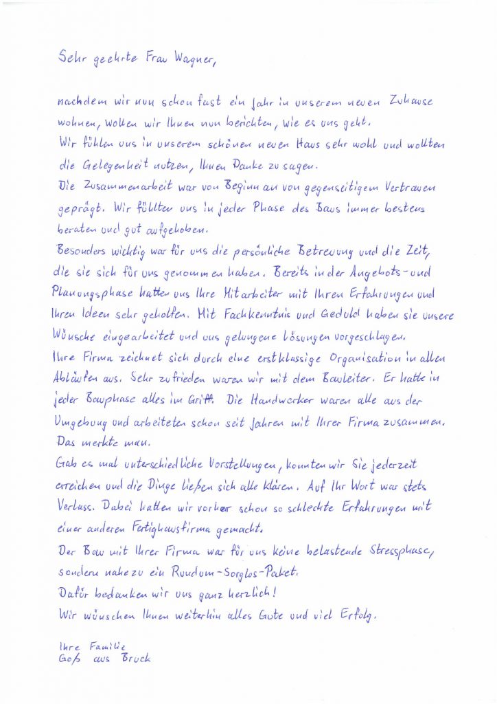 Dankeschreiben