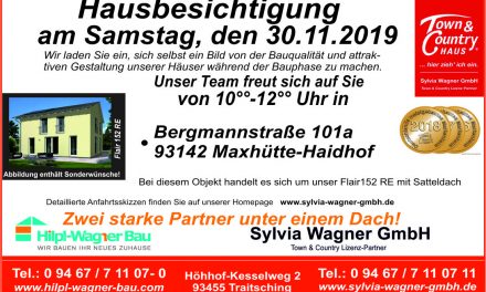 Einladung zur Hausbesichtigung in Maxhütte-Haidhof, Lkr. Schwandorf am Samstag, den 30.11.2019 von 10:00 -12:00 Uhr